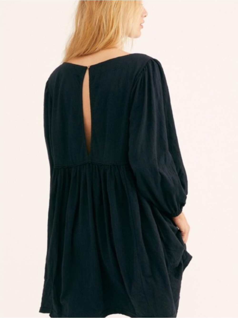 Free People Beach Get Obsessed Gauzy Babydoll Dress Black Boho Vacation medium - Picture 2 of 7